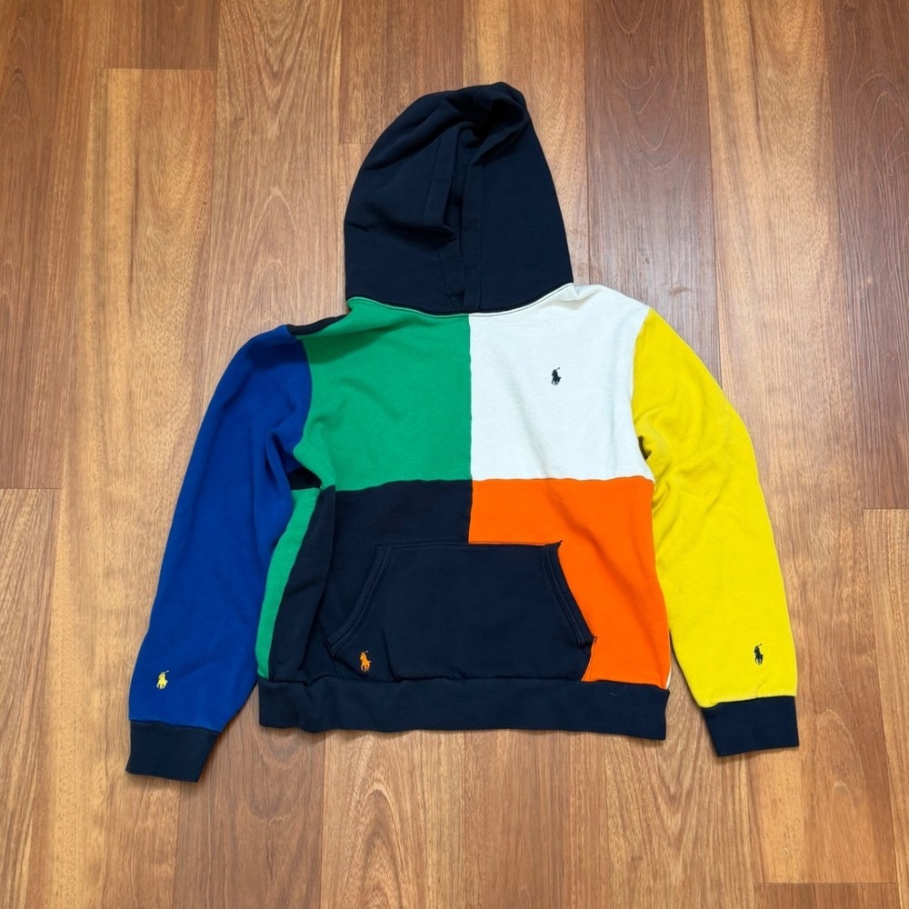 Polo Ralph Lauren Youth Multi-Color Colorblock Hoodie Sweatshirt Size Medium